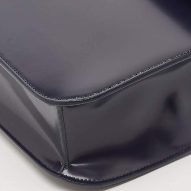 Pre Owned Bally Navy Blue Brushed Leather Deco' Briefcase