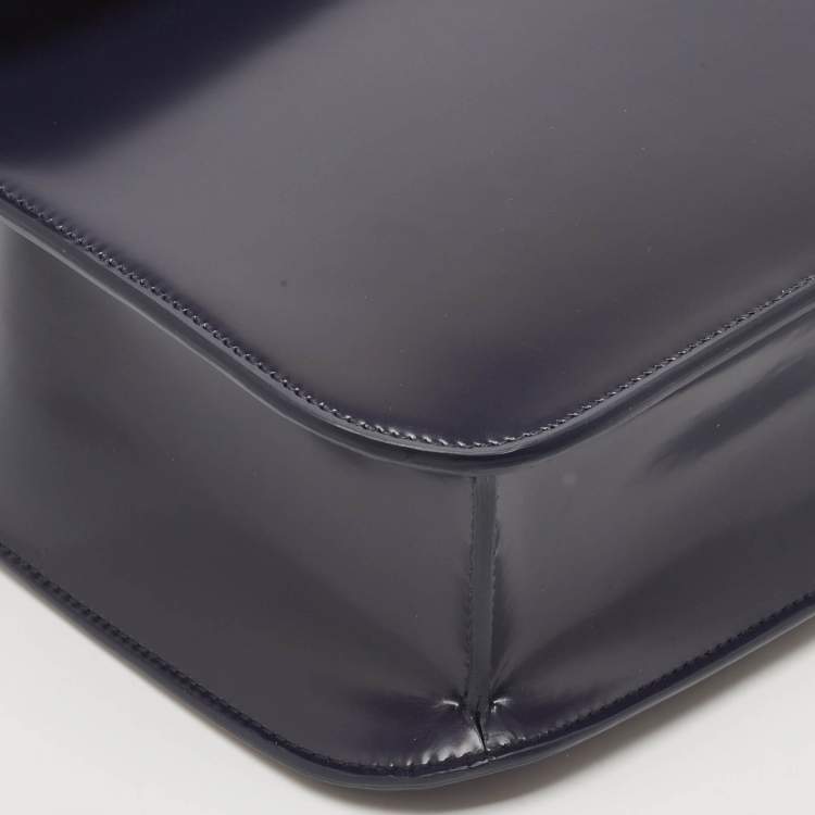 Pre Owned Bally Navy Blue Brushed Leather Deco' Briefcase