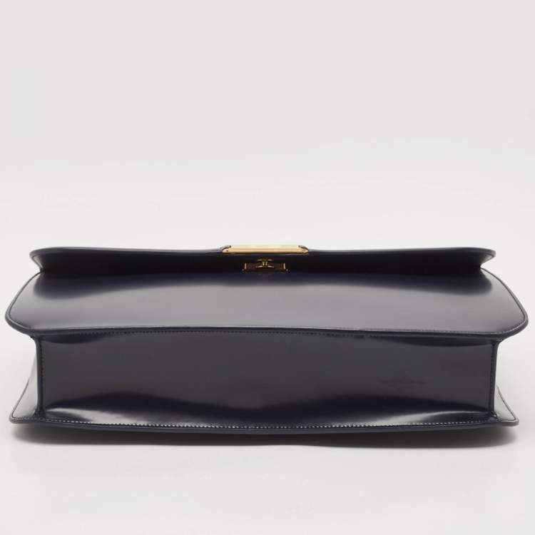 Pre Owned Bally Navy Blue Brushed Leather Deco' Briefcase