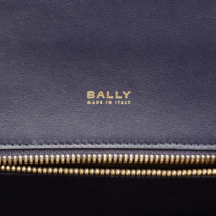 Pre Owned Bally Navy Blue Brushed Leather Deco' Briefcase