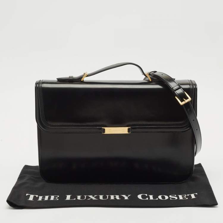 Pre Owned Bally Black Brushed Leather Deco' Briefcase