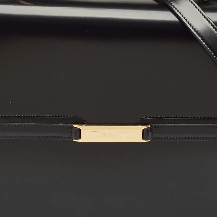 Pre Owned Bally Black Brushed Leather Deco' Briefcase