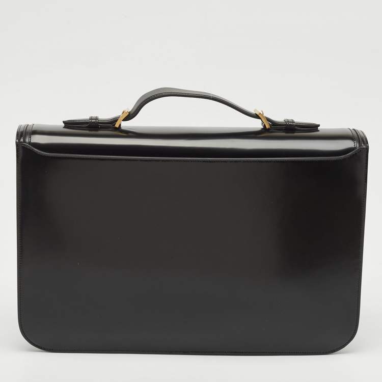 Pre Owned Bally Black Brushed Leather Deco' Briefcase