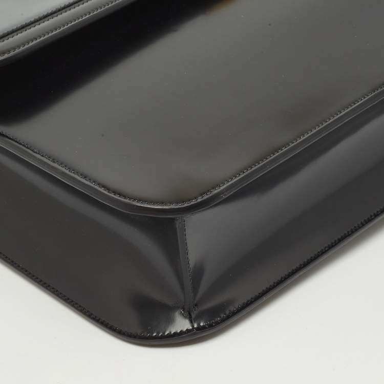 Pre Owned Bally Black Brushed Leather Deco' Briefcase