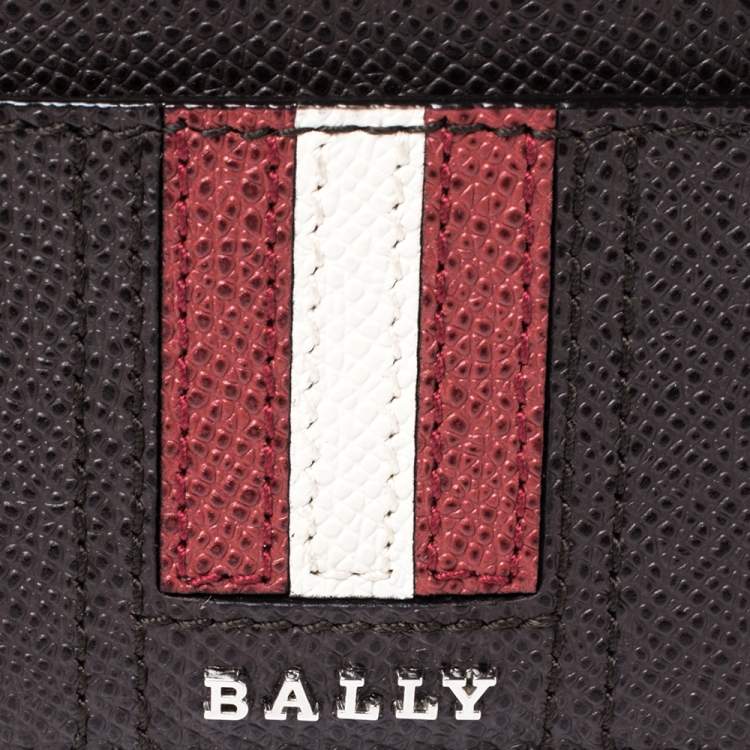 Pre Owned Bally Brown Grained Leather Card Holder
