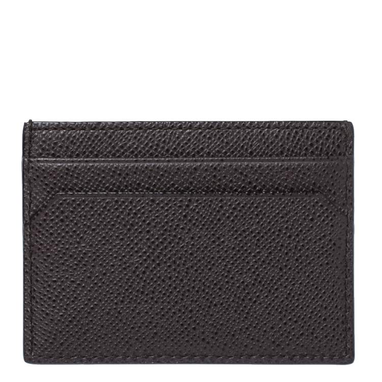 Pre Owned Bally Brown Grained Leather Card Holder