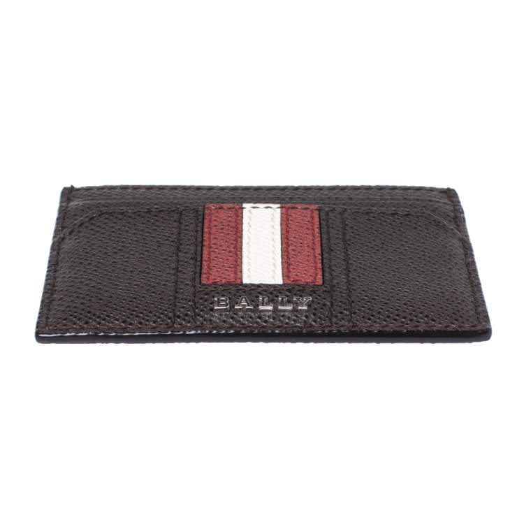 Pre Owned Bally Brown Grained Leather Card Holder