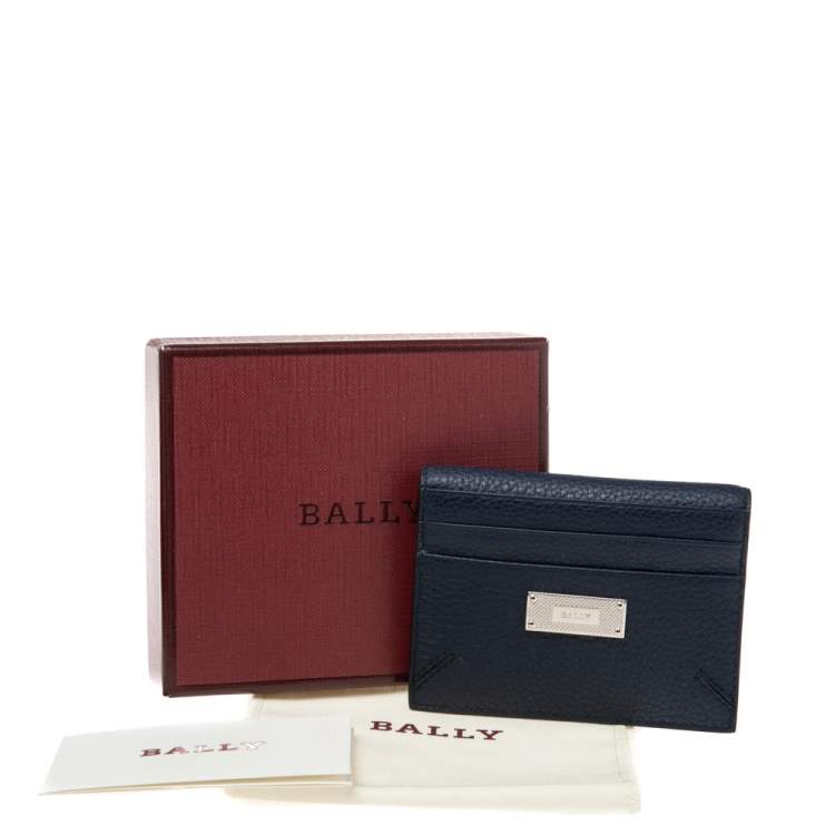 Pre Owned Bally Blue Grained Leather Lalder Suzy Bifold Card Case