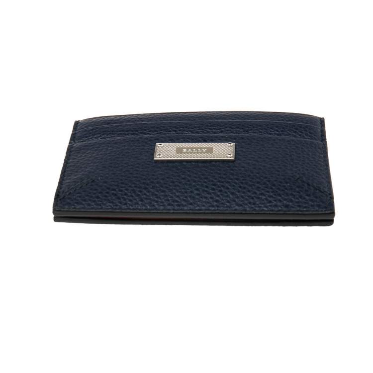 Pre Owned Bally Blue Grained Leather Lalder Suzy Bifold Card Case