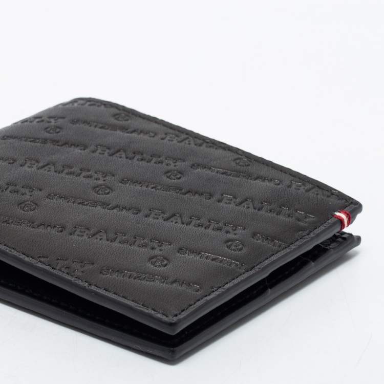 Pre Owned Bally Black Embossed Leather Bifold Wallet