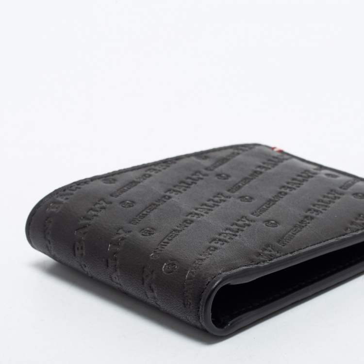Pre Owned Bally Black Embossed Leather Bifold Wallet