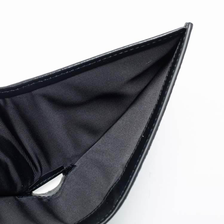 Pre Owned Bally Black Embossed Leather Bifold Wallet