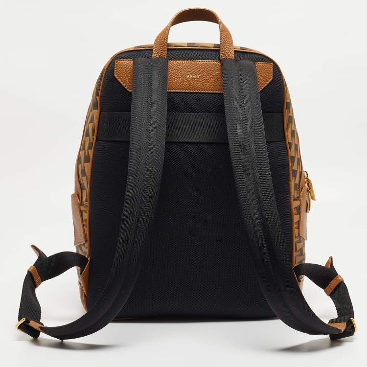 Pre Owned Bally Brown Printed Coated Canvas Bord Trecky Backpack