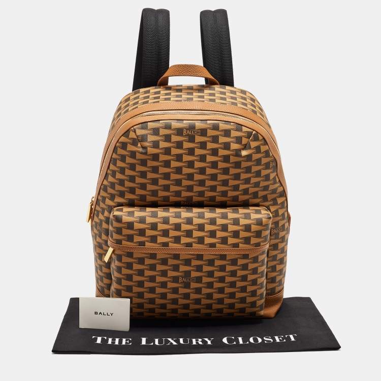 Pre Owned Bally Brown Printed Coated Canvas Bord Trecky Backpack