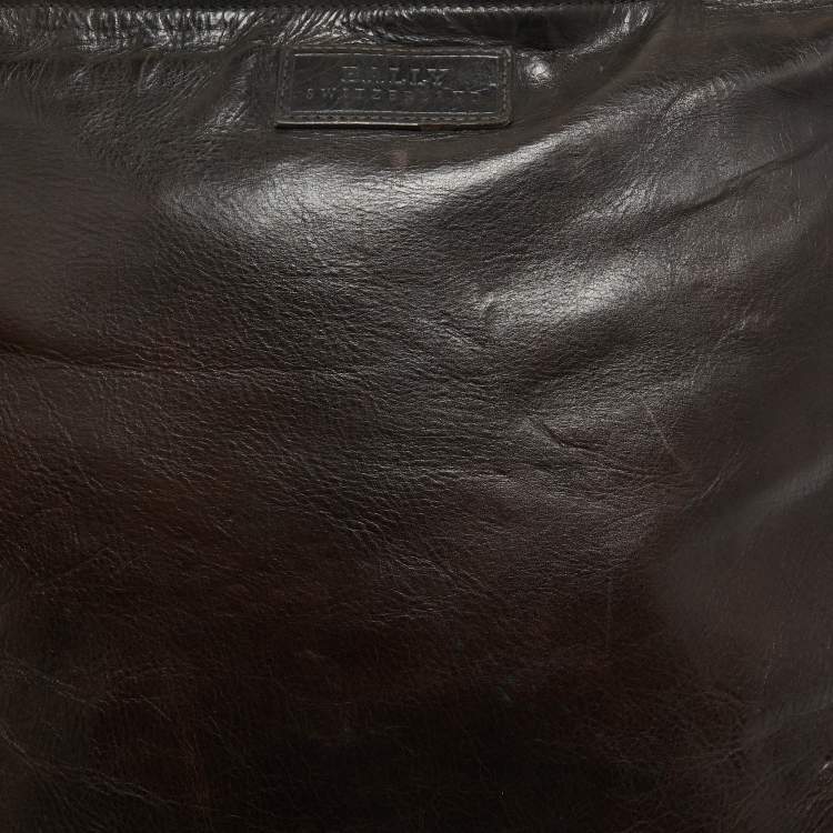 Pre Owned Bally Choco Brown Leather Messenger Bag