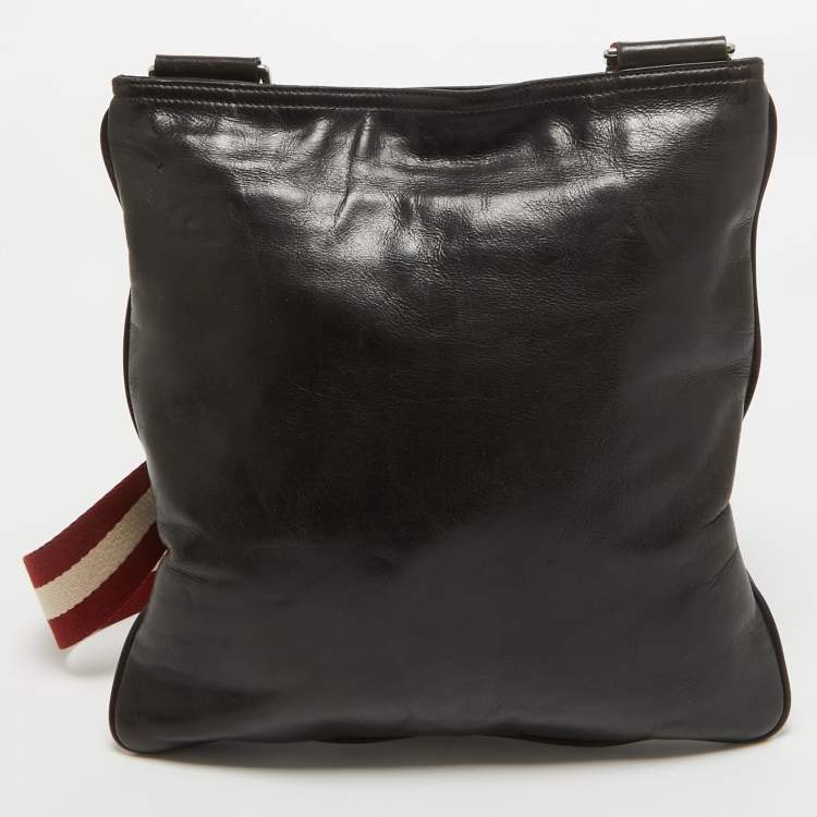 Pre Owned Bally Choco Brown Leather Messenger Bag