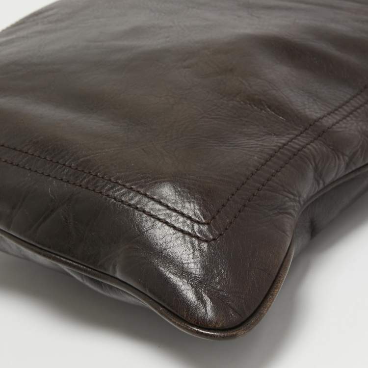 Pre Owned Bally Choco Brown Leather Messenger Bag