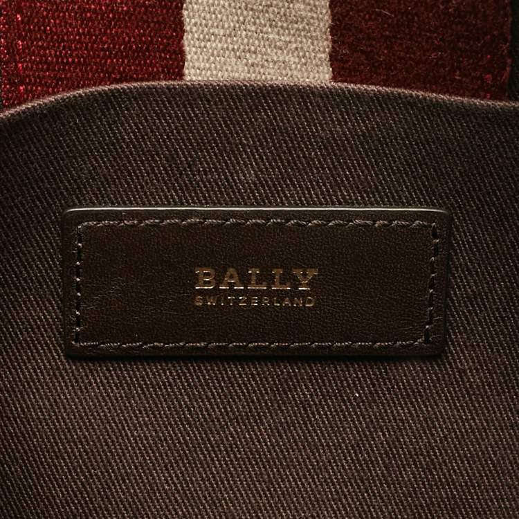 Pre Owned Bally Dark Brown Leather Stripe Wristlet Pouch