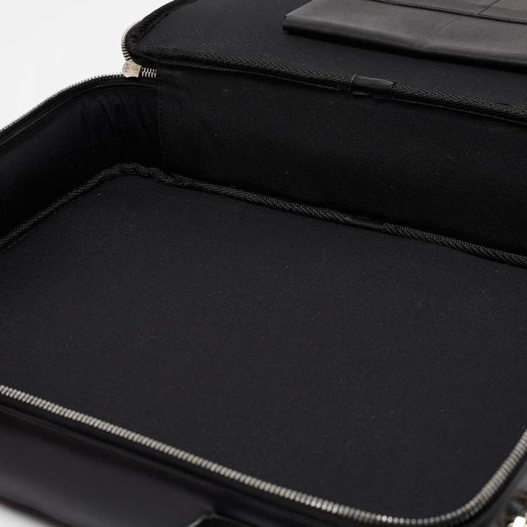Pre Owned Bally Black Leather Front Pocket Briefcase Bag