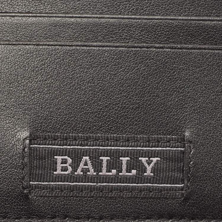 Pre Owned Bally Black Leather Web Detail Bifold Wallet