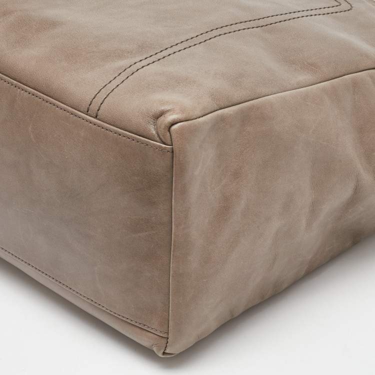 Pre Owned Bally Taupe Leather Laptop Bag