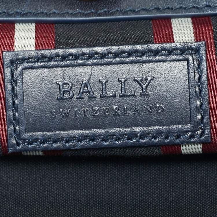 Pre Owned Bally Navy Blue Leather Tigan Business Bag