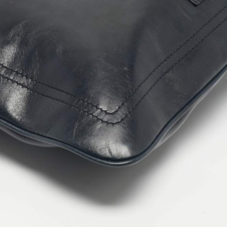 Pre Owned Bally Navy Blue Leather Tigan Business Bag