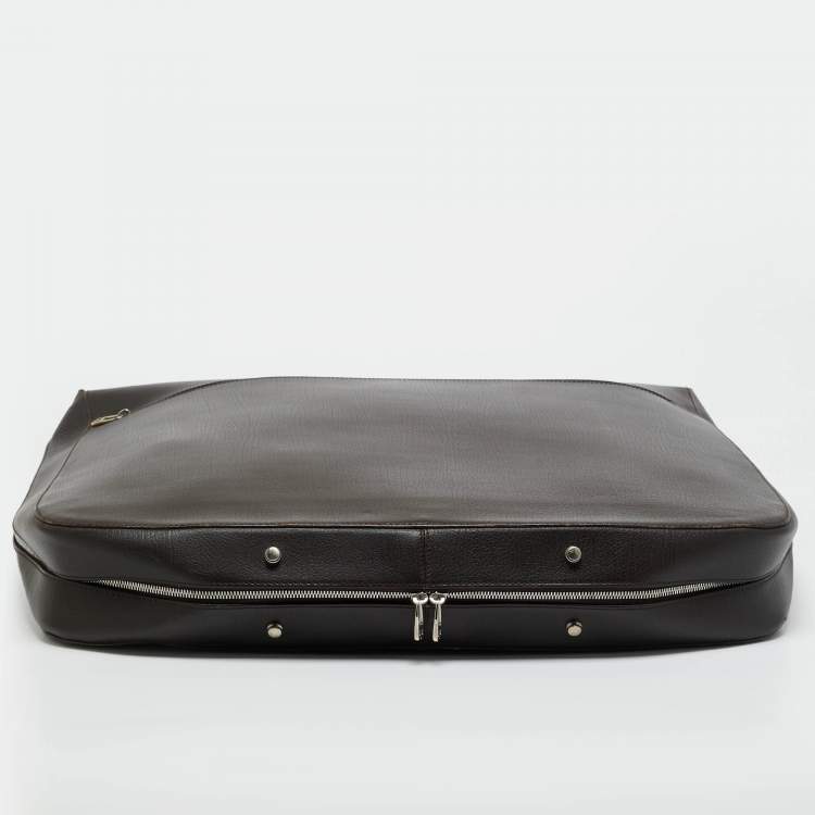 Pre Owned Bally Cacao Leather Travel Garment Bag