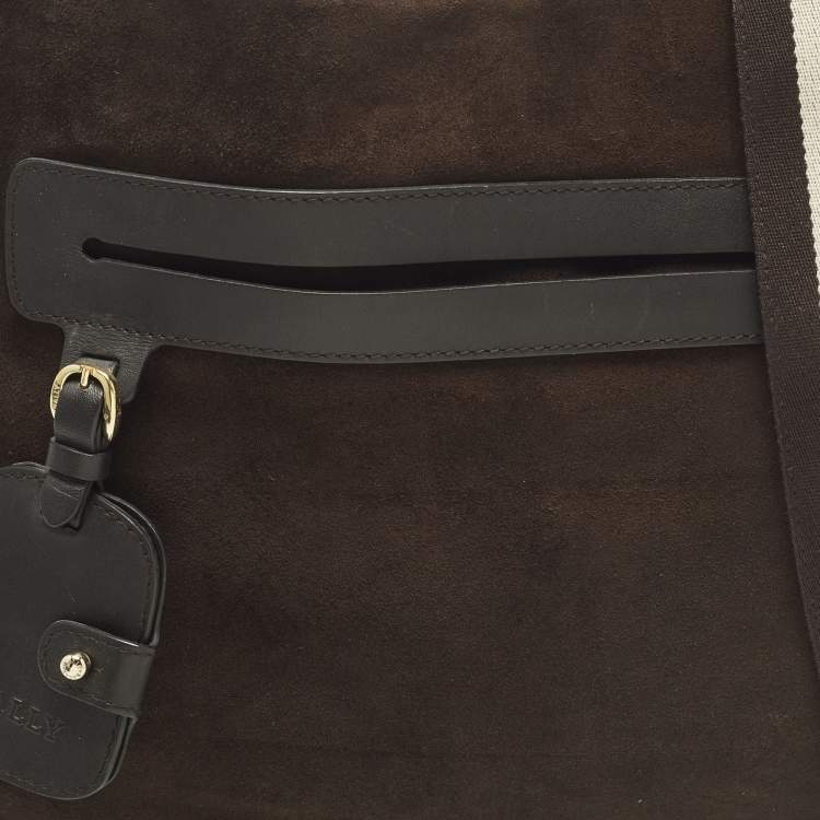 Pre Owned Bally Cairo Dark Brown Leather and Suede Messenger Bag