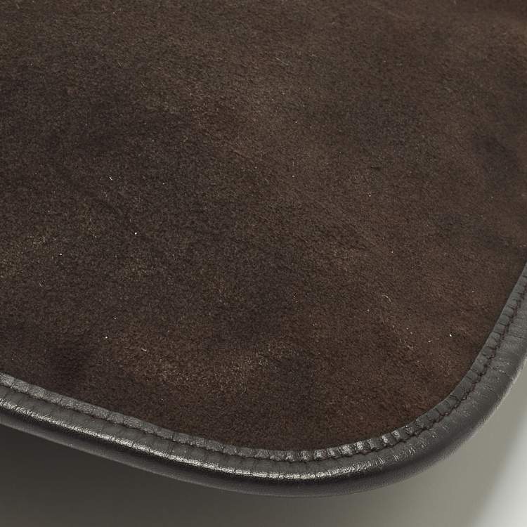 Pre Owned Bally Cairo Dark Brown Leather and Suede Messenger Bag