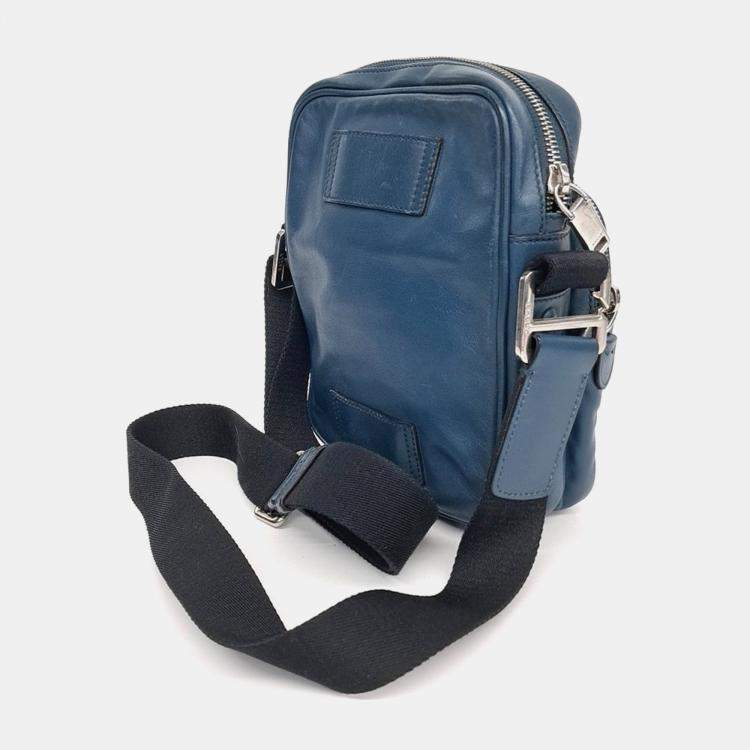 Pre Owned Bally Blue Leather Bali Crossbody Bag