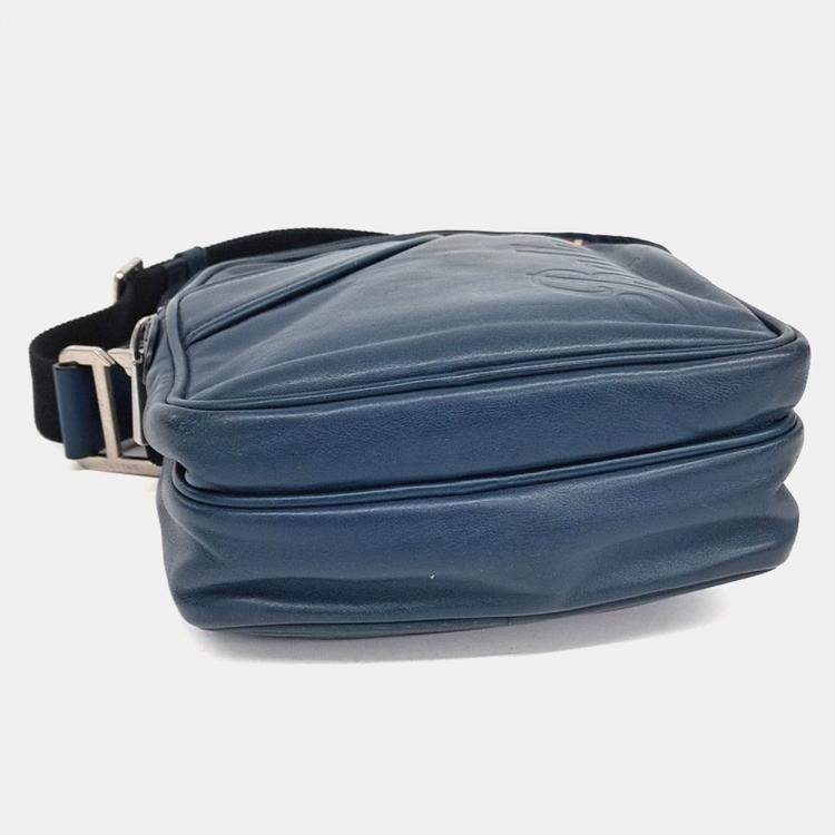 Pre Owned Bally Blue Leather Bali Crossbody Bag