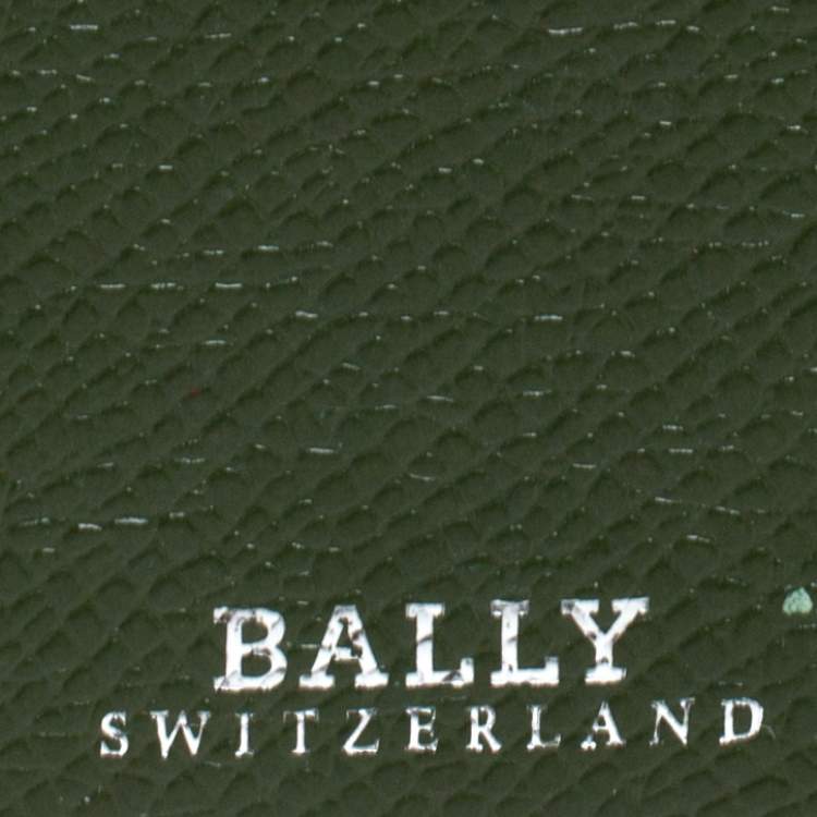 Pre Owned Bally Avocado Green Leather Card Holder 