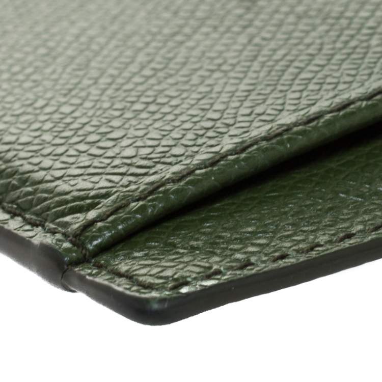 Pre Owned Bally Avocado Green Leather Card Holder 