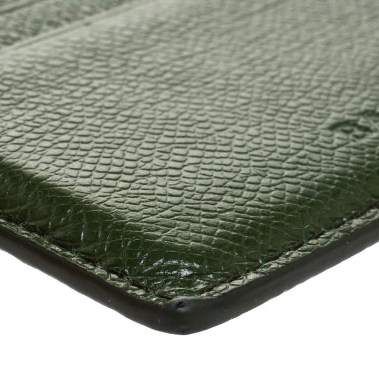 Pre Owned Bally Avocado Green Leather Card Holder 
