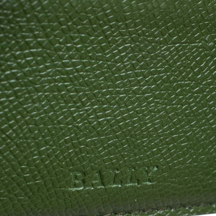 Pre Owned Bally Avocado Green Leather Card Holder 