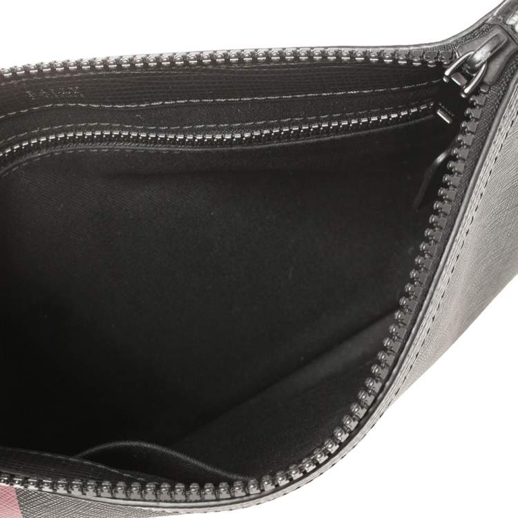 Pre Owned Bally Black Leather Bex Wristlet Clutch