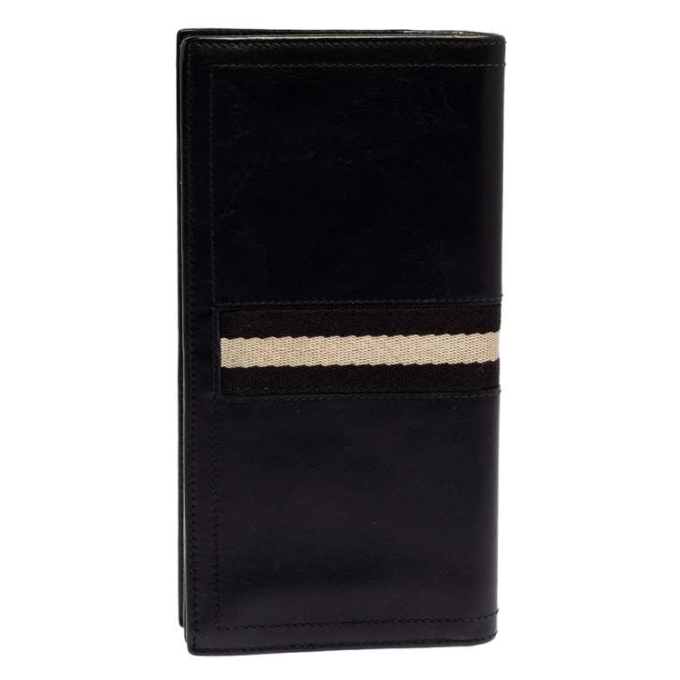 Pre Owned Bally Black Leather Long Wallet
