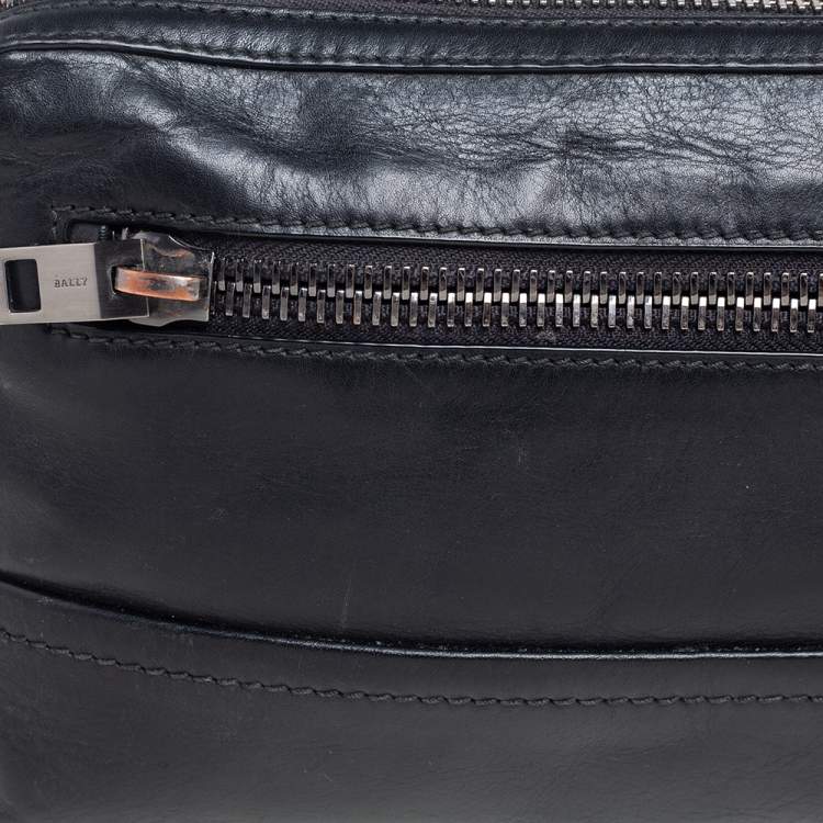 Pre Owned Bally Black Leather Logo Embossed Clutch