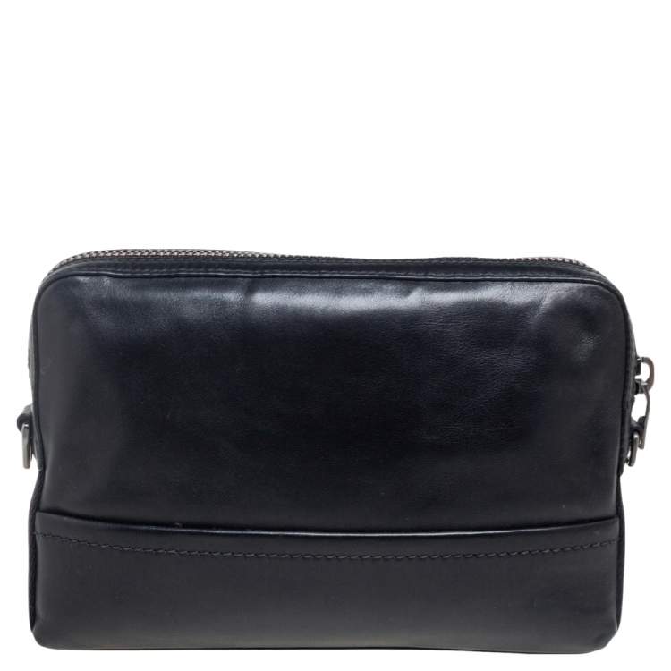 Pre Owned Bally Black Leather Logo Embossed Clutch