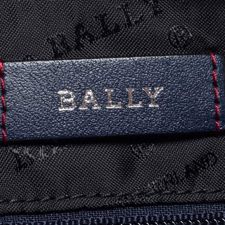 Pre Owned Bally Navy Blue Leather Hartland Wristlet Clutch