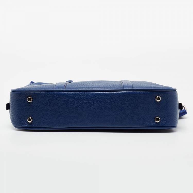 Pre Owned Bally Blue Leather Maed Laptop Bag