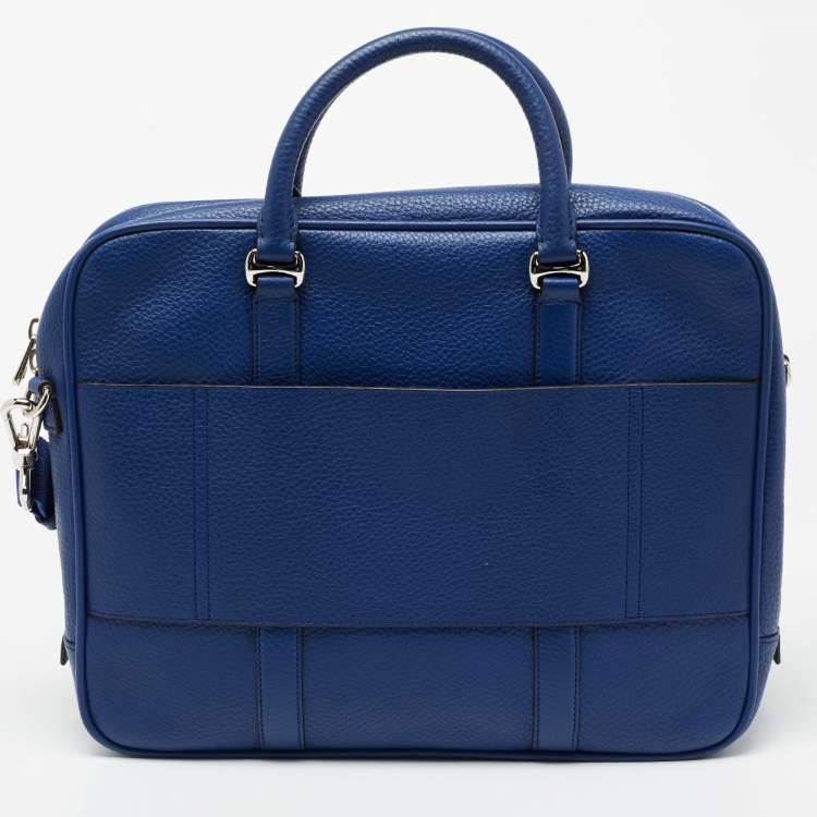 Pre Owned Bally Blue Leather Maed Laptop Bag