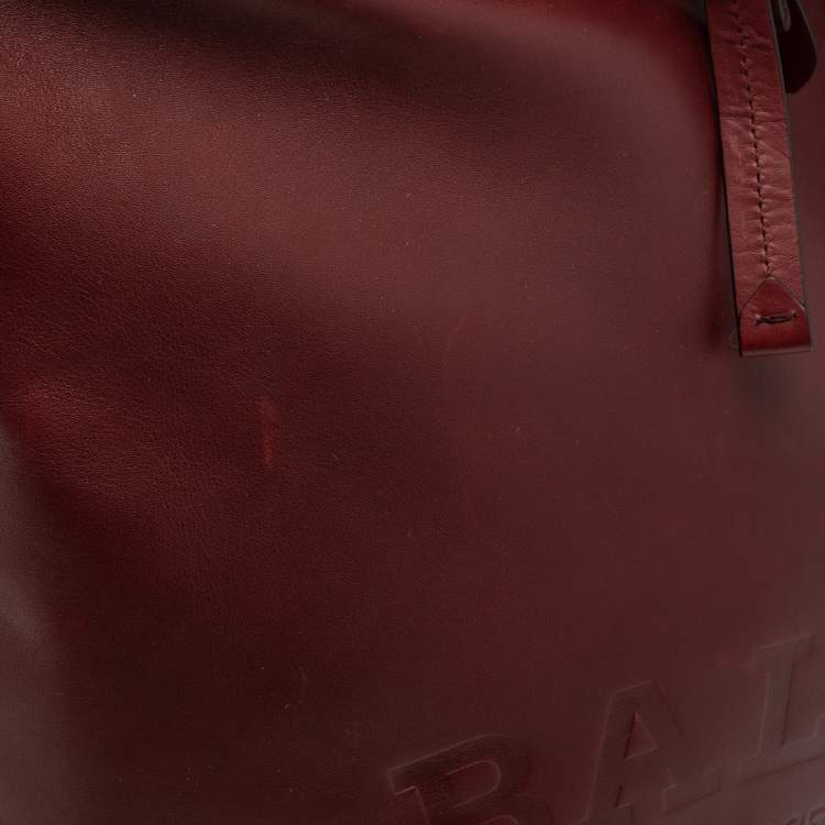Pre Owned Bally Burgundy Leather Cloy Drawstring Bucket Bag