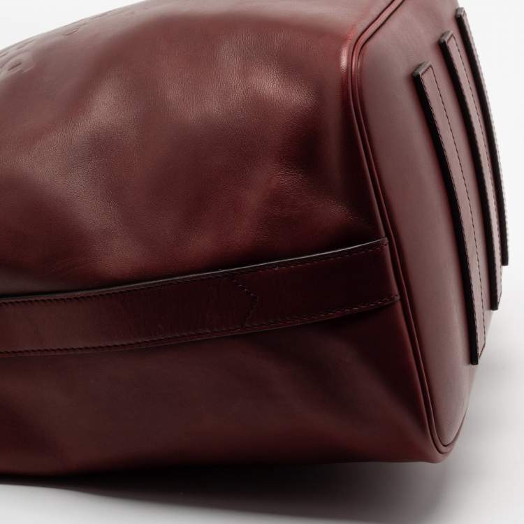 Pre Owned Bally Burgundy Leather Cloy Drawstring Bucket Bag
