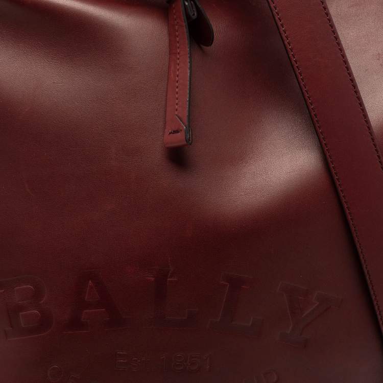 Pre Owned Bally Burgundy Leather Cloy Drawstring Bucket Bag