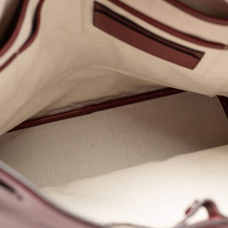 Pre Owned Bally Burgundy Leather Cloy Drawstring Bucket Bag
