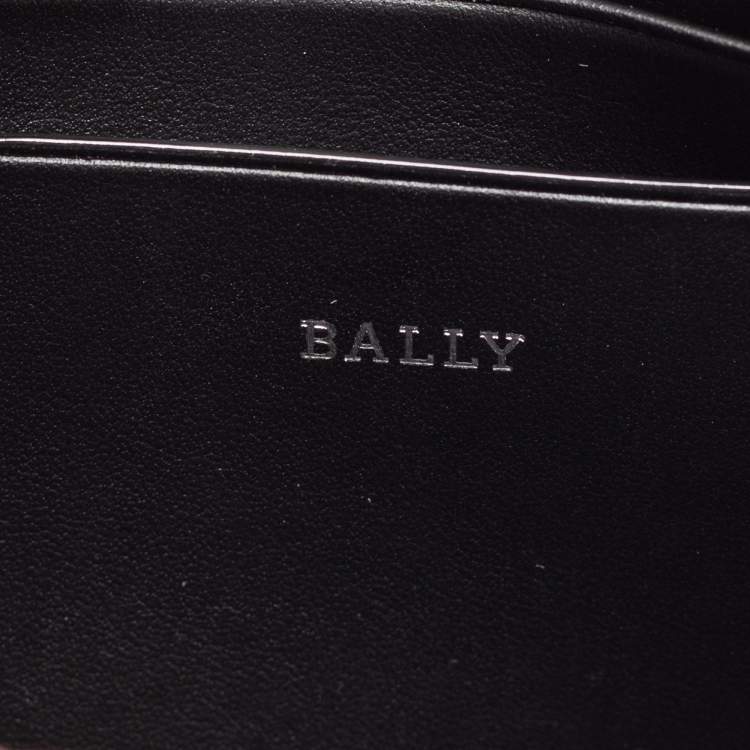 Pre Owned Bally Black Leather Stripe Hartland Wristlet Clutch