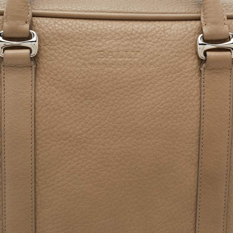 Pre Owned Bally Beige Leather Maed Laptop Bag