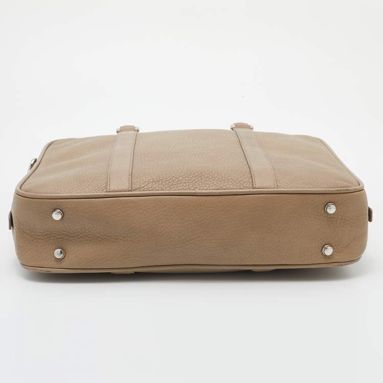 Pre Owned Bally Beige Leather Maed Laptop Bag